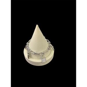 Silver Link Bracelet with Lock and Key Charms